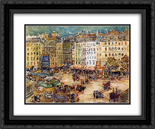 Montparnasse 24x20 Black Ornate Wood Framed Art Print Poster with Double Matting by Prendergast, Maurice