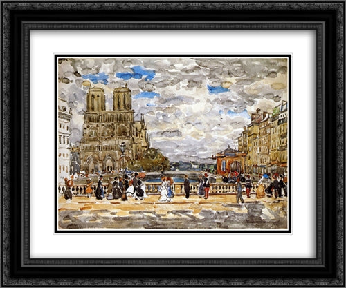 Notre Dame 24x20 Black Ornate Wood Framed Art Print Poster with Double Matting by Prendergast, Maurice