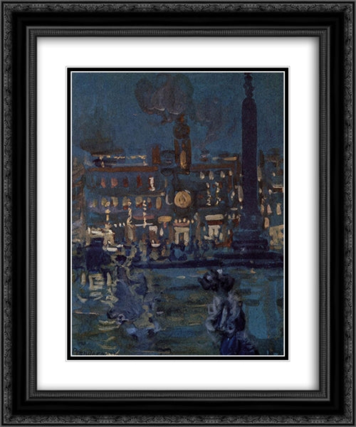 Paris 20x24 Black Ornate Wood Framed Art Print Poster with Double Matting by Prendergast, Maurice