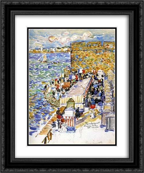 Rising Tide, St. Malo 20x24 Black Ornate Wood Framed Art Print Poster with Double Matting by Prendergast, Maurice