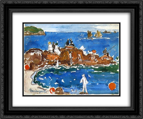North Shore 3, Massachusetts 24x20 Black Ornate Wood Framed Art Print Poster with Double Matting by Prendergast, Maurice