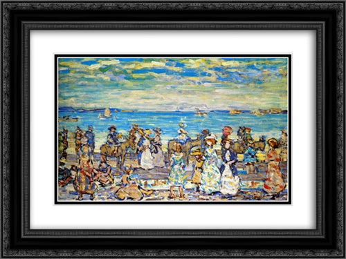 Opal Sea 24x18 Black Ornate Wood Framed Art Print Poster with Double Matting by Prendergast, Maurice