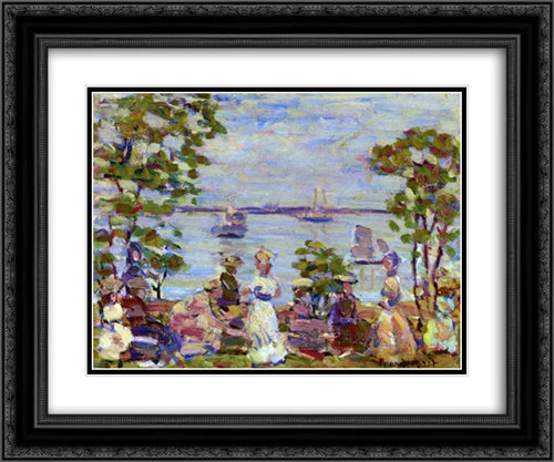 Seaside Picnic 24x20 Black Ornate Wood Framed Art Print Poster with Double Matting by Prendergast, Maurice