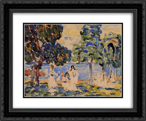 Summer Day 24x20 Black Ornate Wood Framed Art Print Poster with Double Matting by Prendergast, Maurice