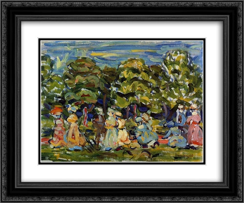 Summer in the Park 24x20 Black Ornate Wood Framed Art Print Poster with Double Matting by Prendergast, Maurice