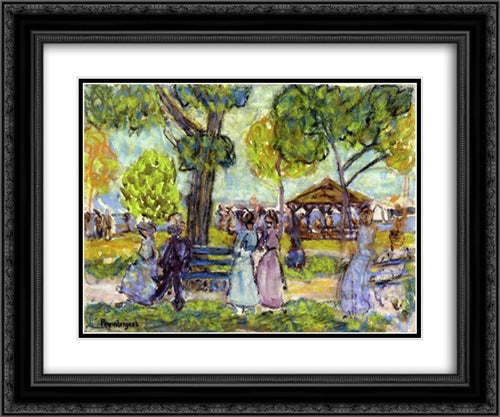 The Pavilion 24x20 Black Ornate Wood Framed Art Print Poster with Double Matting by Prendergast, Maurice