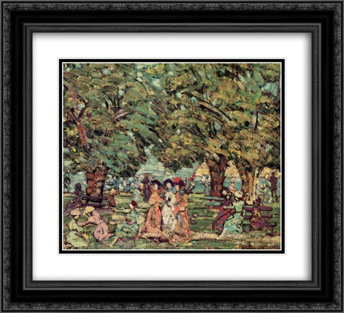 Under the Trees 22x20 Black Ornate Wood Framed Art Print Poster with Double Matting by Prendergast, Maurice