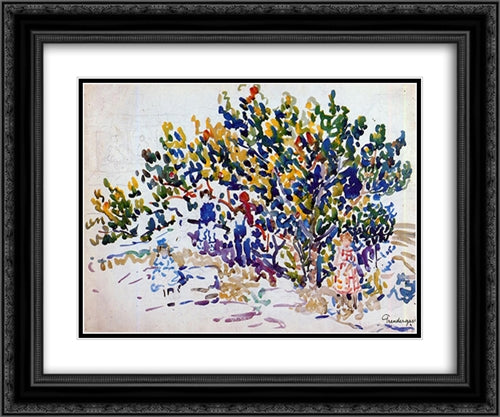 Children in the Tree 24x20 Black Ornate Wood Framed Art Print Poster with Double Matting by Prendergast, Maurice