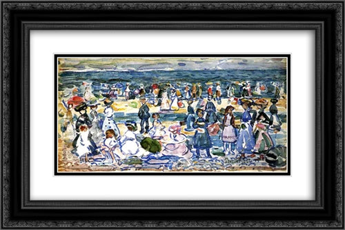 Low Tide, Revere Beach 24x16 Black Ornate Wood Framed Art Print Poster with Double Matting by Prendergast, Maurice