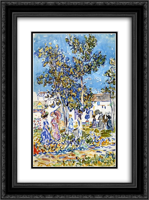 Spring Promenade 18x24 Black Ornate Wood Framed Art Print Poster with Double Matting by Prendergast, Maurice