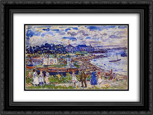 The Cove 24x18 Black Ornate Wood Framed Art Print Poster with Double Matting by Prendergast, Maurice