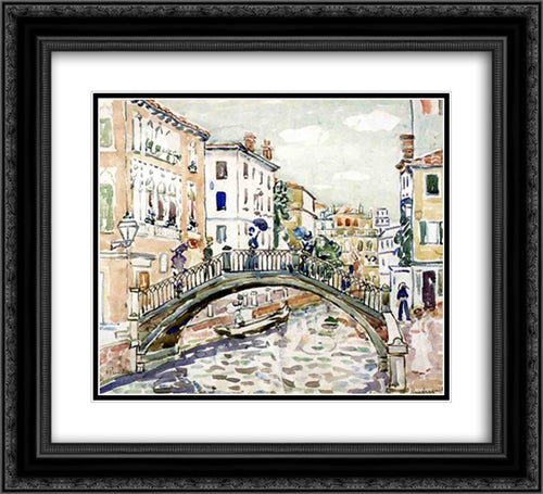 Little Bridge, Venice 22x20 Black Ornate Wood Framed Art Print Poster with Double Matting by Prendergast, Maurice