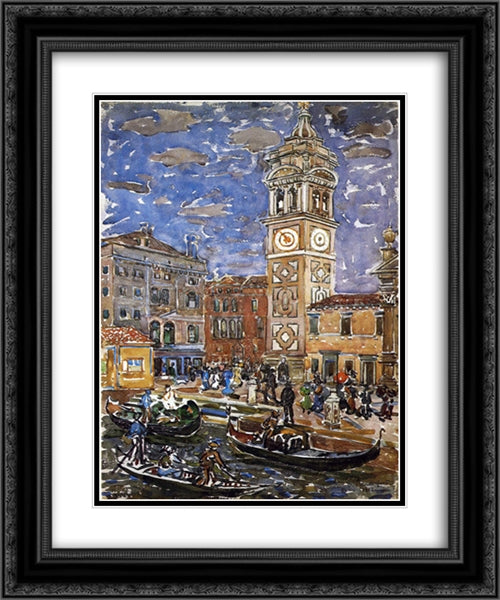 SanMaria Formosa, Venice 20x24 Black Ornate Wood Framed Art Print Poster with Double Matting by Prendergast, Maurice