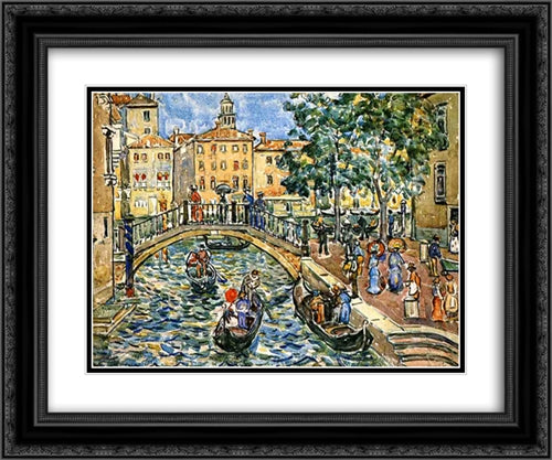 Scene of Venice 24x20 Black Ornate Wood Framed Art Print Poster with Double Matting by Prendergast, Maurice