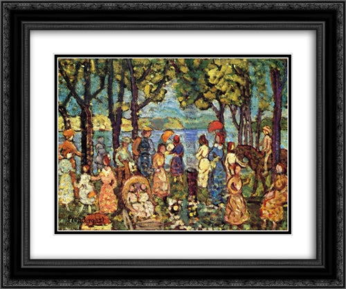 Summer, New England 24x20 Black Ornate Wood Framed Art Print Poster with Double Matting by Prendergast, Maurice