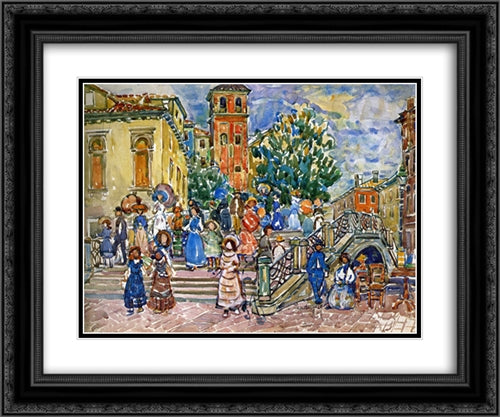 Venice 24x20 Black Ornate Wood Framed Art Print Poster with Double Matting by Prendergast, Maurice