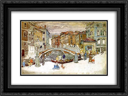 Venice, The Little Bridge 24x18 Black Ornate Wood Framed Art Print Poster with Double Matting by Prendergast, Maurice