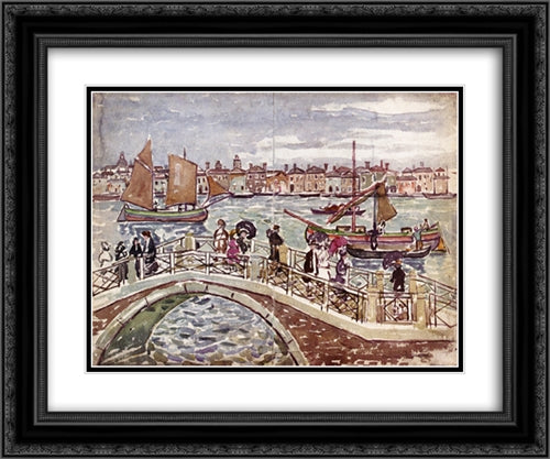 View of Venice (also known as Giudecca from The Zattere) 24x20 Black Ornate Wood Framed Art Print Poster with Double Matting by Prendergast, Maurice