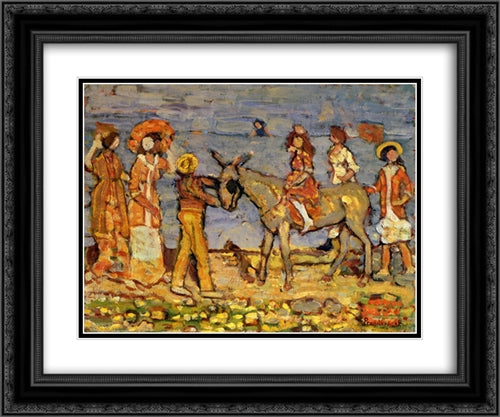 Donkey Rider 24x20 Black Ornate Wood Framed Art Print Poster with Double Matting by Prendergast, Maurice