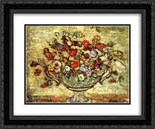 Floral Still Life 24x20 Black Ornate Wood Framed Art Print Poster with Double Matting by Prendergast, Maurice