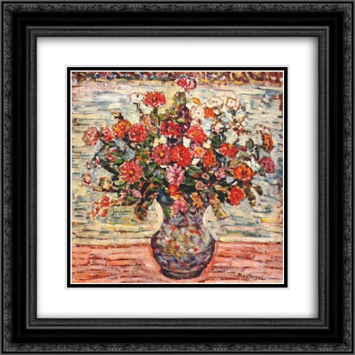 Flowers in a Vase 20x20 Black Ornate Wood Framed Art Print Poster with Double Matting by Prendergast, Maurice