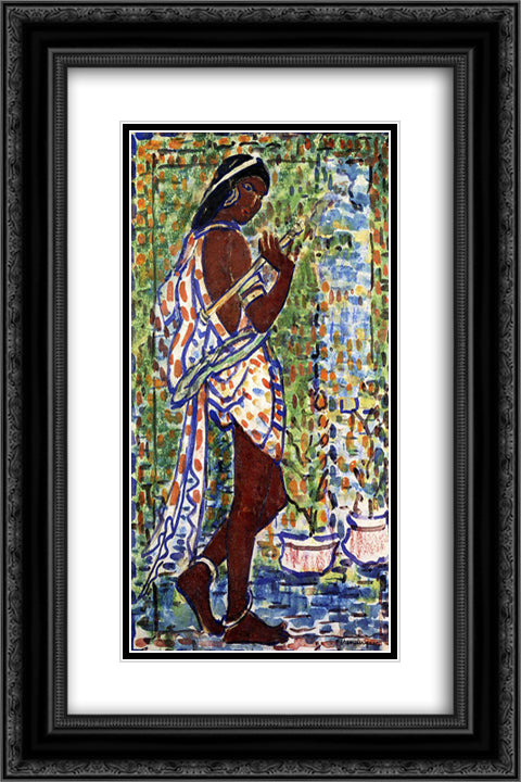 Hindu Dancer 16x24 Black Ornate Wood Framed Art Print Poster with Double Matting by Prendergast, Maurice