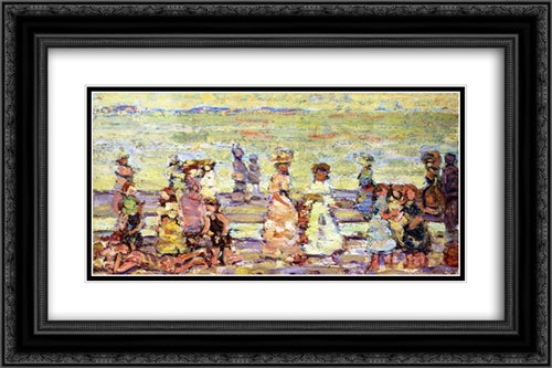 Maine Beach 24x16 Black Ornate Wood Framed Art Print Poster with Double Matting by Prendergast, Maurice