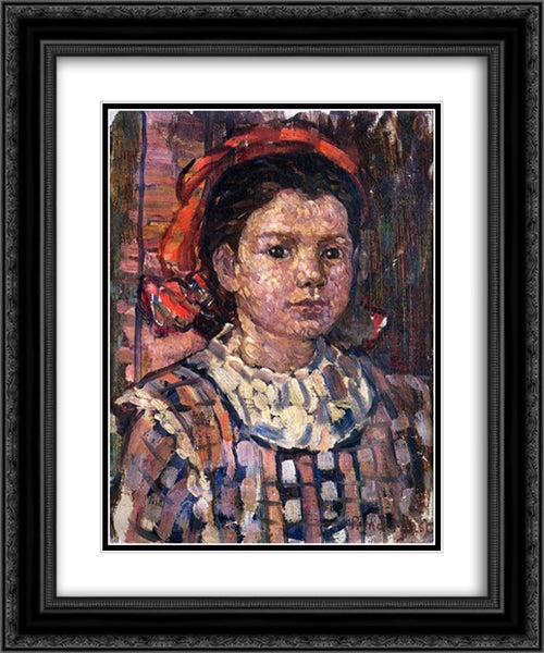 Portrait of a Young Girl 20x24 Black Ornate Wood Framed Art Print Poster with Double Matting by Prendergast, Maurice