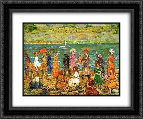 Seashore 24x20 Black Ornate Wood Framed Art Print Poster with Double Matting by Prendergast, Maurice