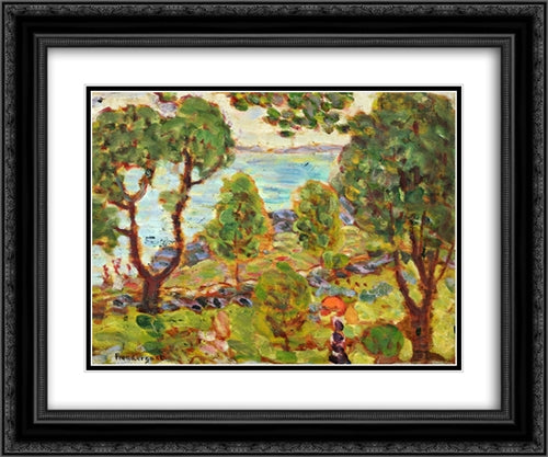 Seashore 24x20 Black Ornate Wood Framed Art Print Poster with Double Matting by Prendergast, Maurice
