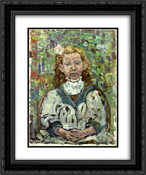 Seated Girl 20x24 Black Ornate Wood Framed Art Print Poster with Double Matting by Prendergast, Maurice