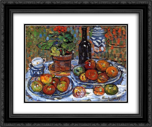 Still Life 24x20 Black Ornate Wood Framed Art Print Poster with Double Matting by Prendergast, Maurice