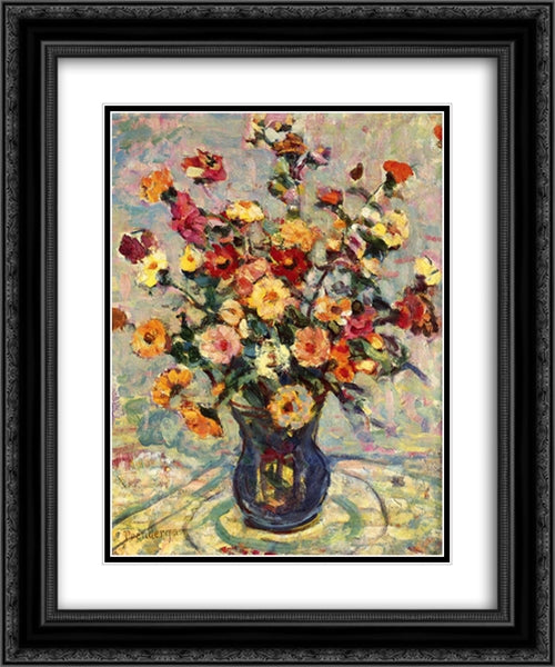 Still Life with Flowers 20x24 Black Ornate Wood Framed Art Print Poster with Double Matting by Prendergast, Maurice