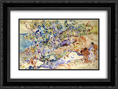 Summer Outing 24x18 Black Ornate Wood Framed Art Print Poster with Double Matting by Prendergast, Maurice