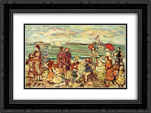 The Inlet 24x18 Black Ornate Wood Framed Art Print Poster with Double Matting by Prendergast, Maurice