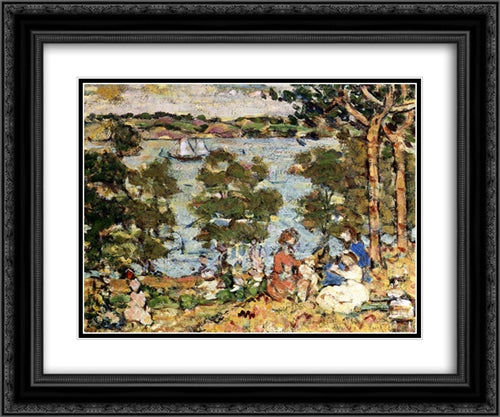 The Inlet 24x20 Black Ornate Wood Framed Art Print Poster with Double Matting by Prendergast, Maurice
