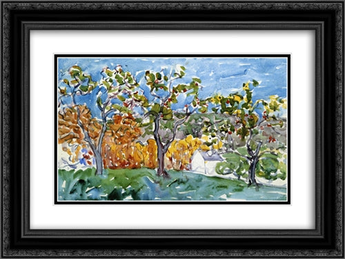 The Orchard 24x18 Black Ornate Wood Framed Art Print Poster with Double Matting by Prendergast, Maurice