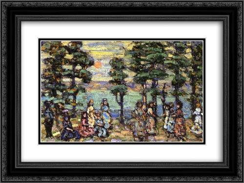 The Park at Sunset 24x18 Black Ornate Wood Framed Art Print Poster with Double Matting by Prendergast, Maurice