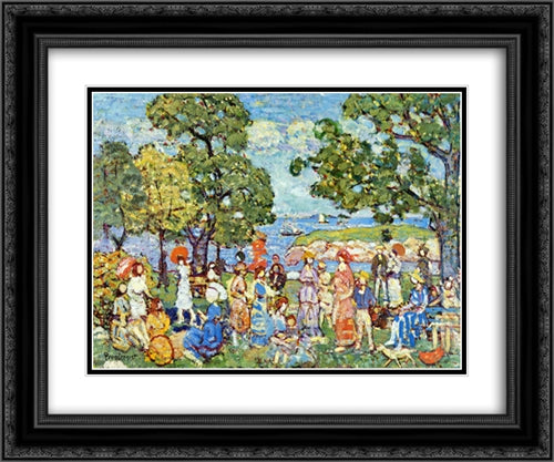 The Promenade 24x20 Black Ornate Wood Framed Art Print Poster with Double Matting by Prendergast, Maurice