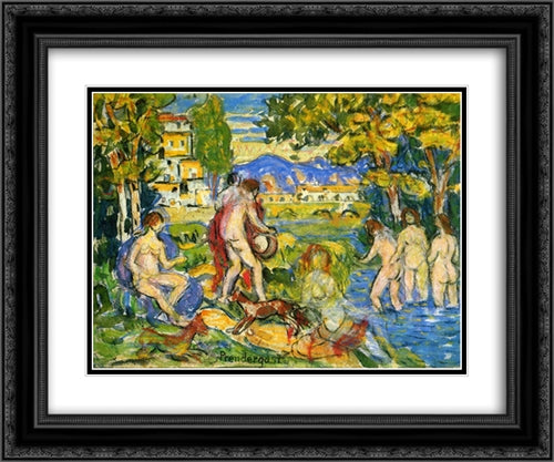 Bathers 24x20 Black Ornate Wood Framed Art Print Poster with Double Matting by Prendergast, Maurice