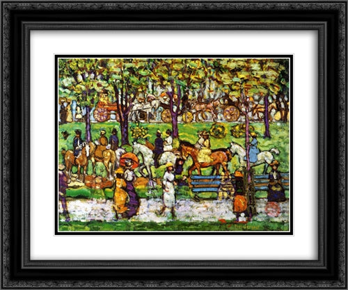 Central Park 24x20 Black Ornate Wood Framed Art Print Poster with Double Matting by Prendergast, Maurice