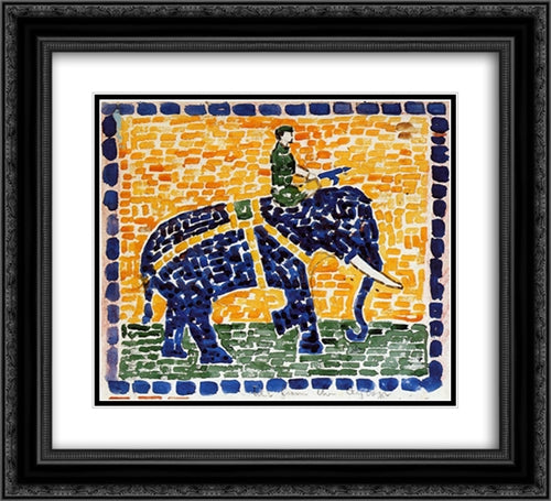 Elephant 22x20 Black Ornate Wood Framed Art Print Poster with Double Matting by Prendergast, Maurice