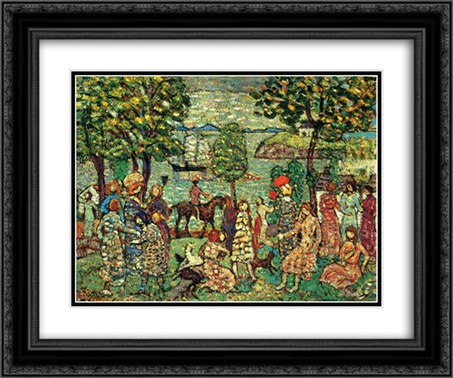 Fantasy (also known as Landscape with Figures) 24x20 Black Ornate Wood Framed Art Print Poster with Double Matting by Prendergast, Maurice