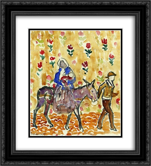 Flight into Egypt 20x22 Black Ornate Wood Framed Art Print Poster with Double Matting by Prendergast, Maurice