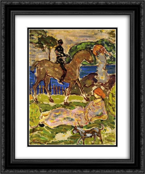 Idyllic Landscape 20x24 Black Ornate Wood Framed Art Print Poster with Double Matting by Prendergast, Maurice