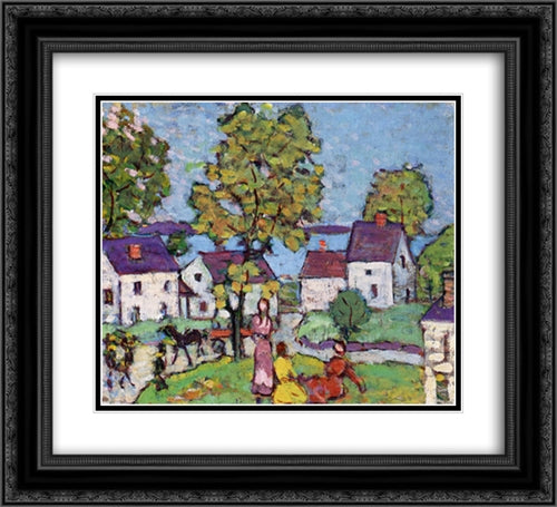 Marblehead 22x20 Black Ornate Wood Framed Art Print Poster with Double Matting by Prendergast, Maurice