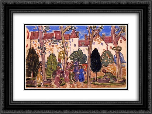 Naples 24x18 Black Ornate Wood Framed Art Print Poster with Double Matting by Prendergast, Maurice