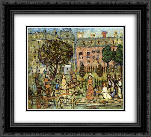 Park, Naples 22x20 Black Ornate Wood Framed Art Print Poster with Double Matting by Prendergast, Maurice