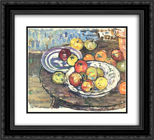 Still Life Apples Vase 22x20 Black Ornate Wood Framed Art Print Poster with Double Matting by Prendergast, Maurice