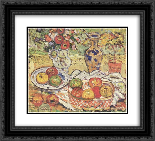 Still Life With Apples 22x20 Black Ornate Wood Framed Art Print Poster with Double Matting by Prendergast, Maurice